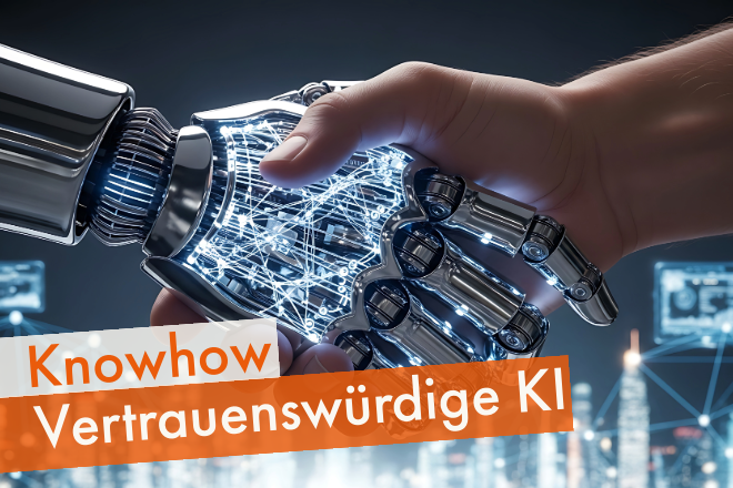 KI und Mensch Händedruck