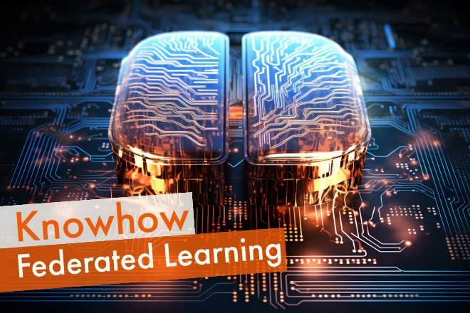 Gehirn auf einer Platine als Sinnbild für Federated Learning