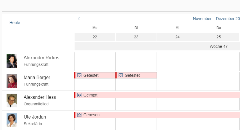 SAP Fiori Self-Service-App Corona-Status Ansicht