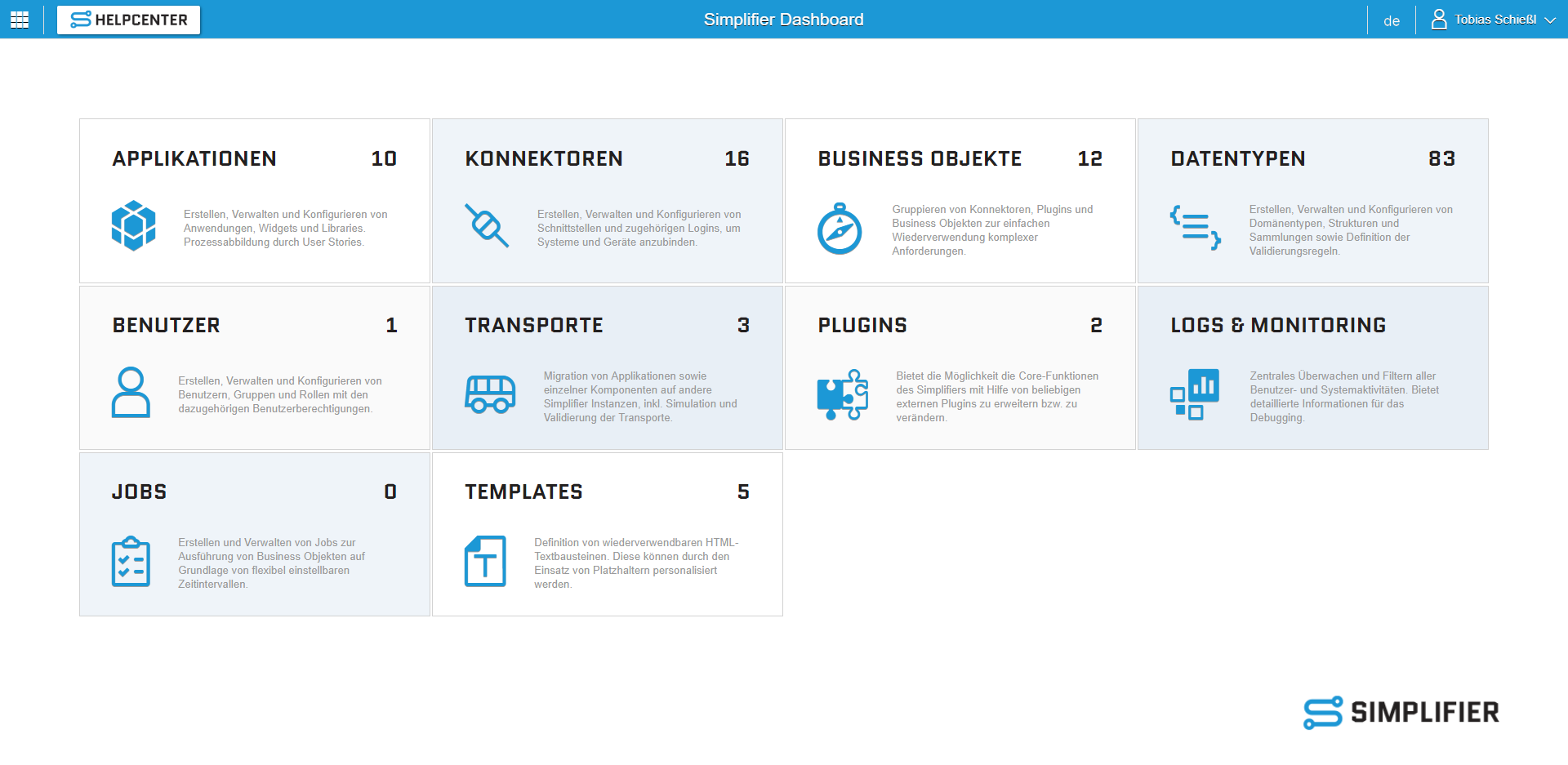 Das Simplifier Dashboard