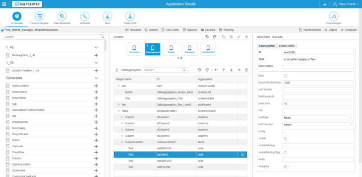 Der Simplifier UI Designer zur Entwicklung Ihrer Applikationen