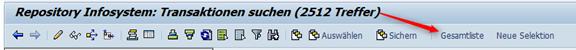 Suche nach Transaktionen im SAP