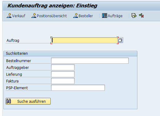 Suchen im SAP „Anzeigen“-Transaktion wählen