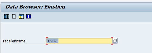 Suchen im SAP: Tabellennamen TSTCT (Transaktionscode-Texte) in das Eingabefeld eingeben