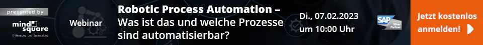 Webinar Robotic Process Automation - Was ist das und welche Prozesse sind automatisierbar 20230207 Banner Startseite
