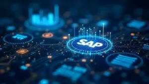 Verbildlichung von KI in SAP anhand von SAP-Logo auf Tekkie-Hintergrund