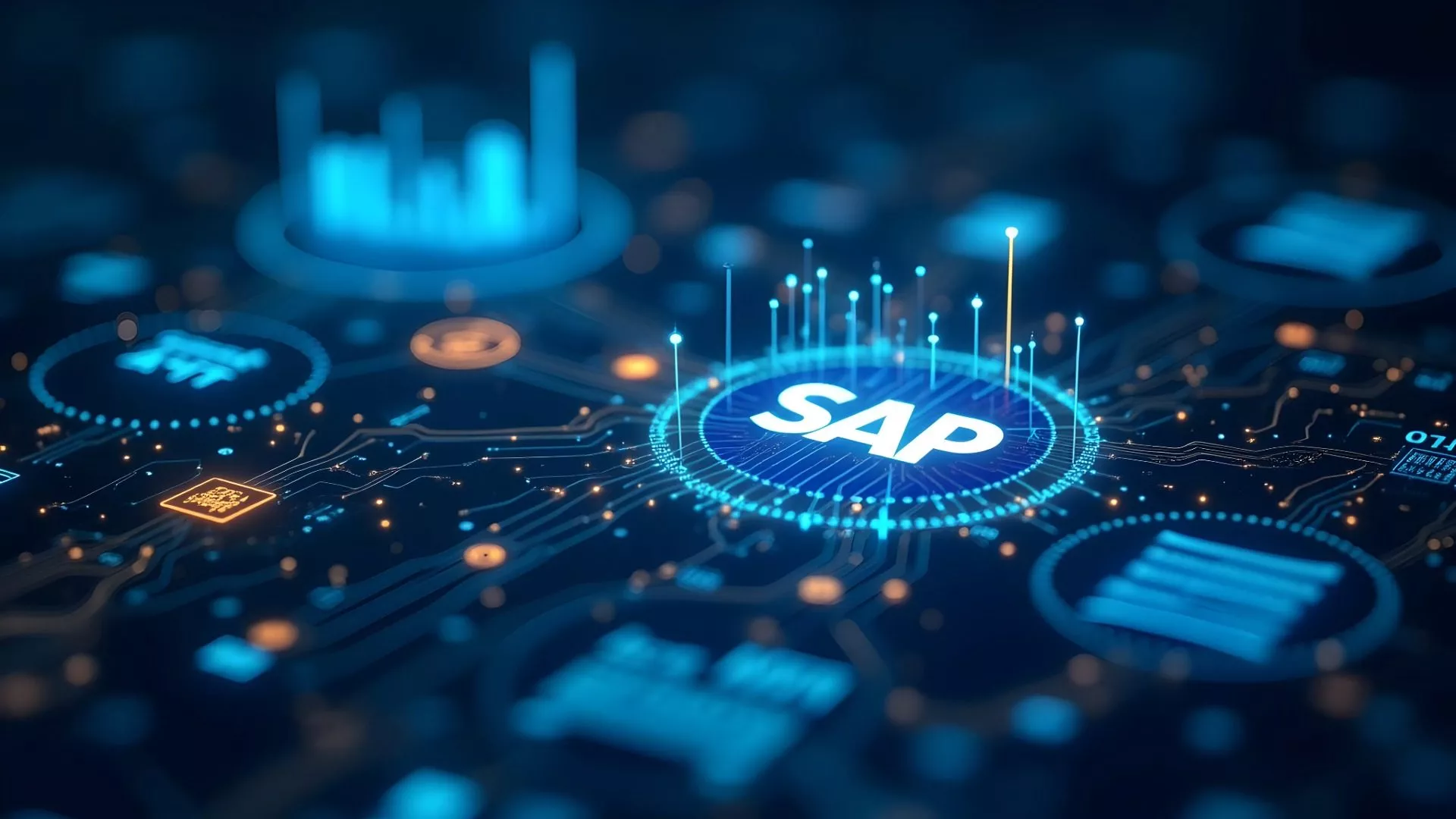 Verbildlichung von KI in SAP anhand von SAP-Logo auf Tekkie-Hintergrund