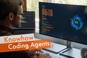 Mann am Computer am Programmieren als Symbol für KI Coding Agents